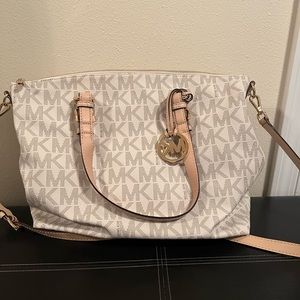 Michael Kors vanilla Mk embossed bag